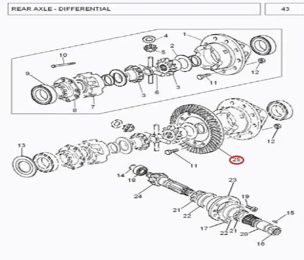Diagram reference for Millat Massey Ferguson Tractor Spare Part 9 CROWNWHEEL MF 360 37538510309911688760 - Massey Ferguson tractor spare part