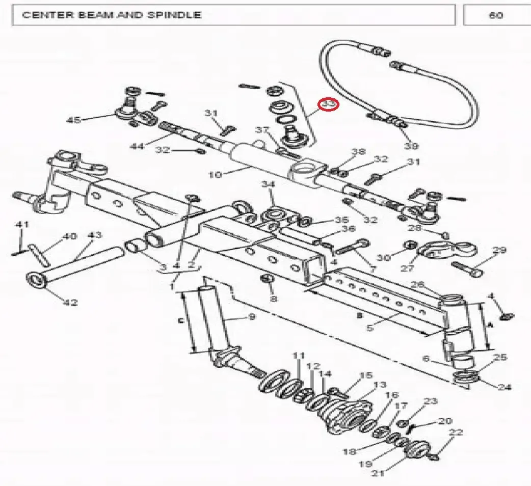 Diagram reference for Millat Massey Ferguson Tractor Spare Part 6 ASSYBALLJOINT 14319611695045 L - Massey Ferguson tractor spare part
