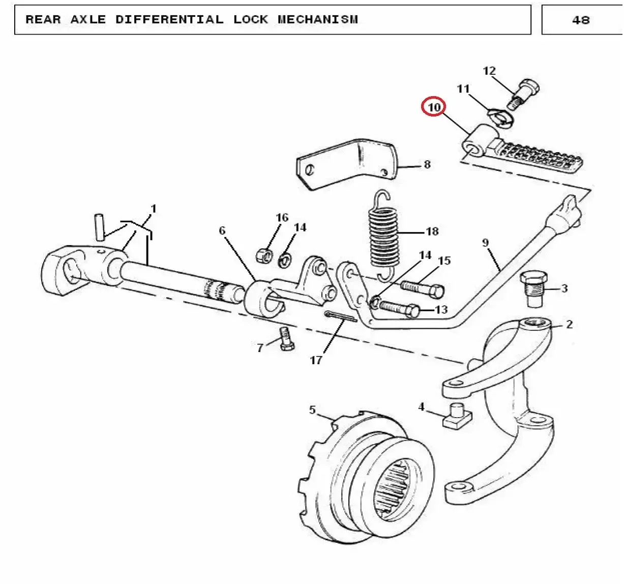 Diagram reference for Millat Massey Ferguson Tractor Spare Part BRAKEPEDAL 500161192779 - Massey Ferguson tractor spare part