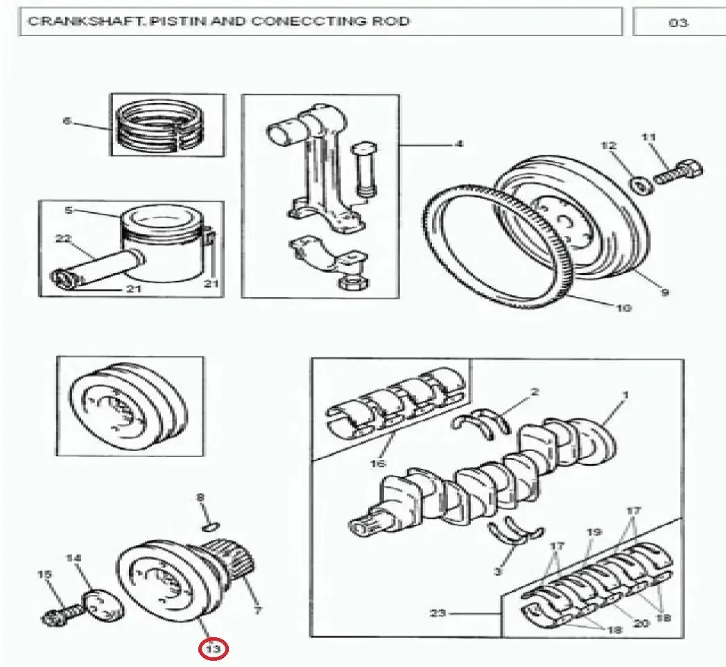 Diagram reference for Millat Massey Ferguson Tractor Spare Part 2 PULLEYCRANK 3851831321183132 - Massey Ferguson tractor spare part