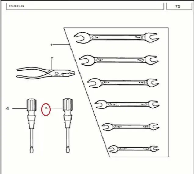 Diagram reference for Millat Massey Ferguson Tractor Spare Part SCREW DRIVER 1056011156011 - Massey Ferguson tractor spare part