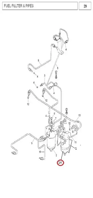 Diagram reference for Millat Massey Ferguson Tractor Spare Part 719 BOWLGLASSF FILTER 24011632719 - Massey Ferguson tractor spare part