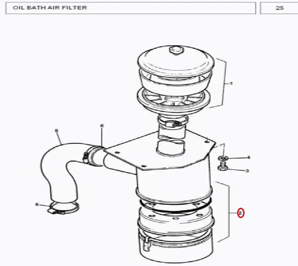 Diagram reference for Millat Massey Ferguson Tractor Spare Part 1 AIR CLEANER 45300111696011 L - Massey Ferguson tractor spare part