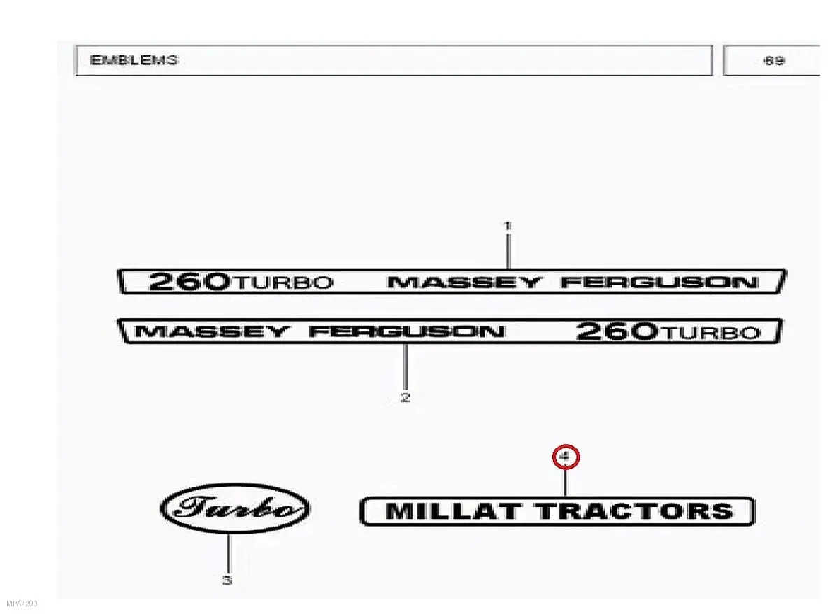 Millat Massey Ferguson Tractor Spare Part 6 EMBLEMMILLAT MF 260 3350061335006 - Massey Ferguson tractor spare part
