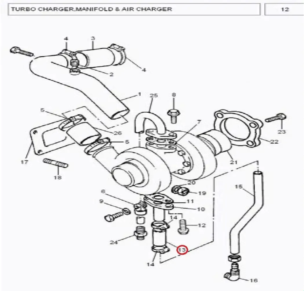 Diagram reference for Millat Massey Ferguson Tractor Spare Part 9 HOSE TURBO 1850291185029 - Massey Ferguson tractor spare part