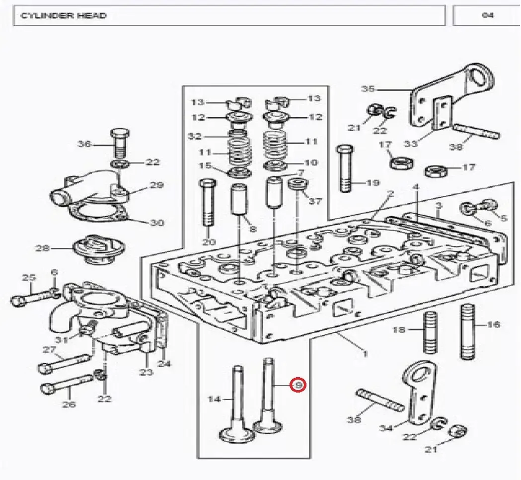 Diagram reference for Millat Massey Ferguson Tractor Spare Part 3 VALVE EXHAUT 2601850131185013 - Massey Ferguson tractor spare part