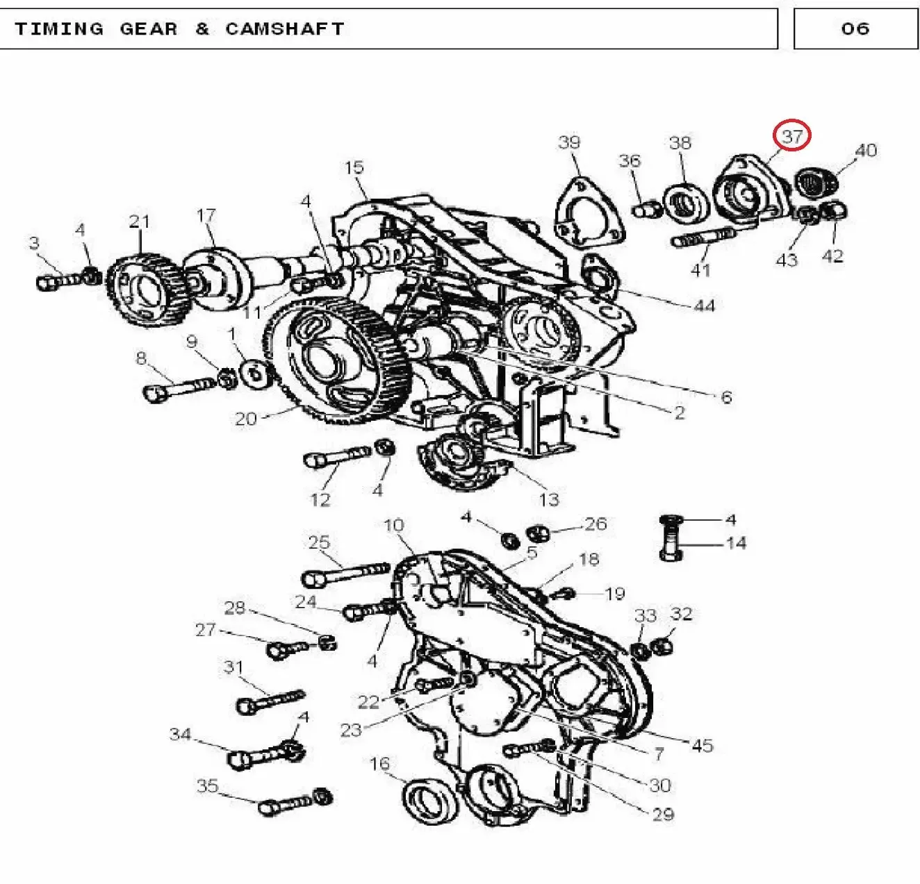 Diagram reference for Millat Massey Ferguson Tractor Spare Part HOUSING CAM SEAL 18150137416751 - Massey Ferguson tractor spare part