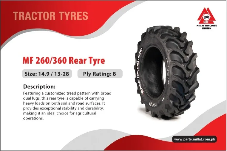 Diagram reference for Millat Massey Ferguson Tractor Spare Part 2 REAR TYRE MF 260 149132815500211550028 PR - Massey Ferguson tractor spare part