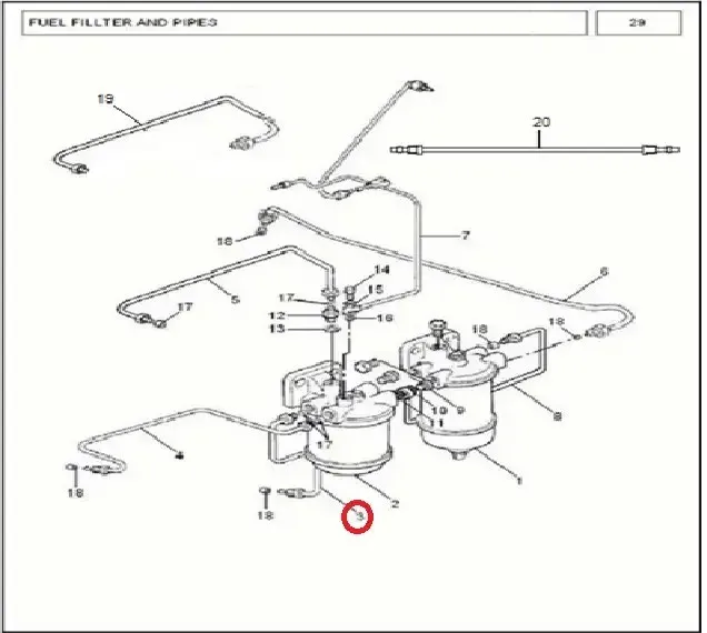 Diagram reference for Millat Massey Ferguson Tractor Spare Part 7 PIPE FILTER TOFI PUMP 1980071198007 - Massey Ferguson tractor spare part