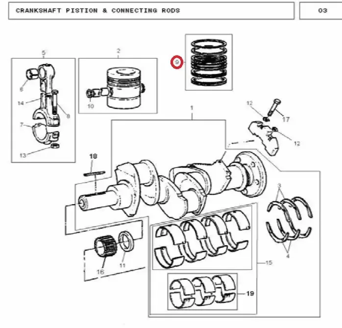Diagram reference for Millat Massey Ferguson Tractor Spare Part RING KIT MF 240 18640141158065 P - Massey Ferguson tractor spare part