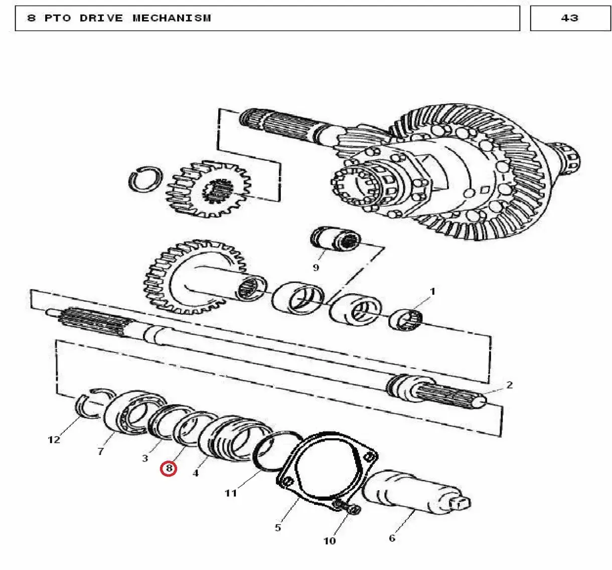 Diagram reference for Millat Massey Ferguson Tractor Spare Part PTO SEAL 1012213699801 - Massey Ferguson tractor spare part