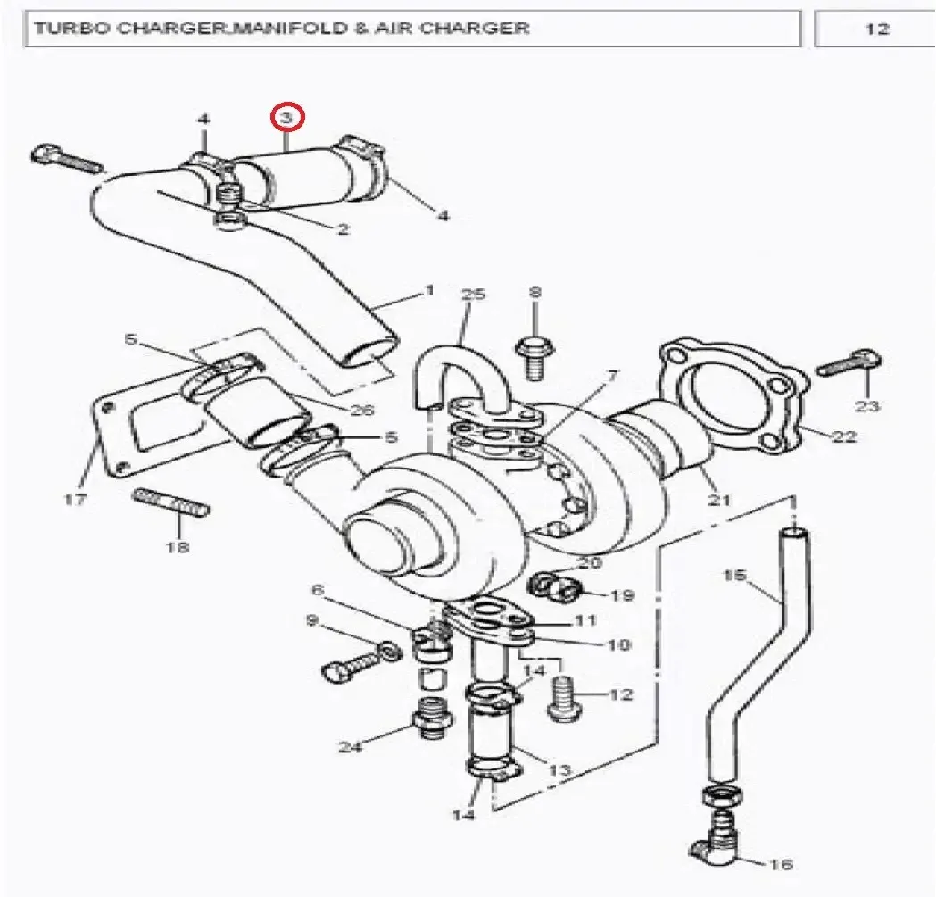Diagram reference for Millat Massey Ferguson Tractor Spare Part 8 HOSE 1850281185028 L - Massey Ferguson tractor spare part