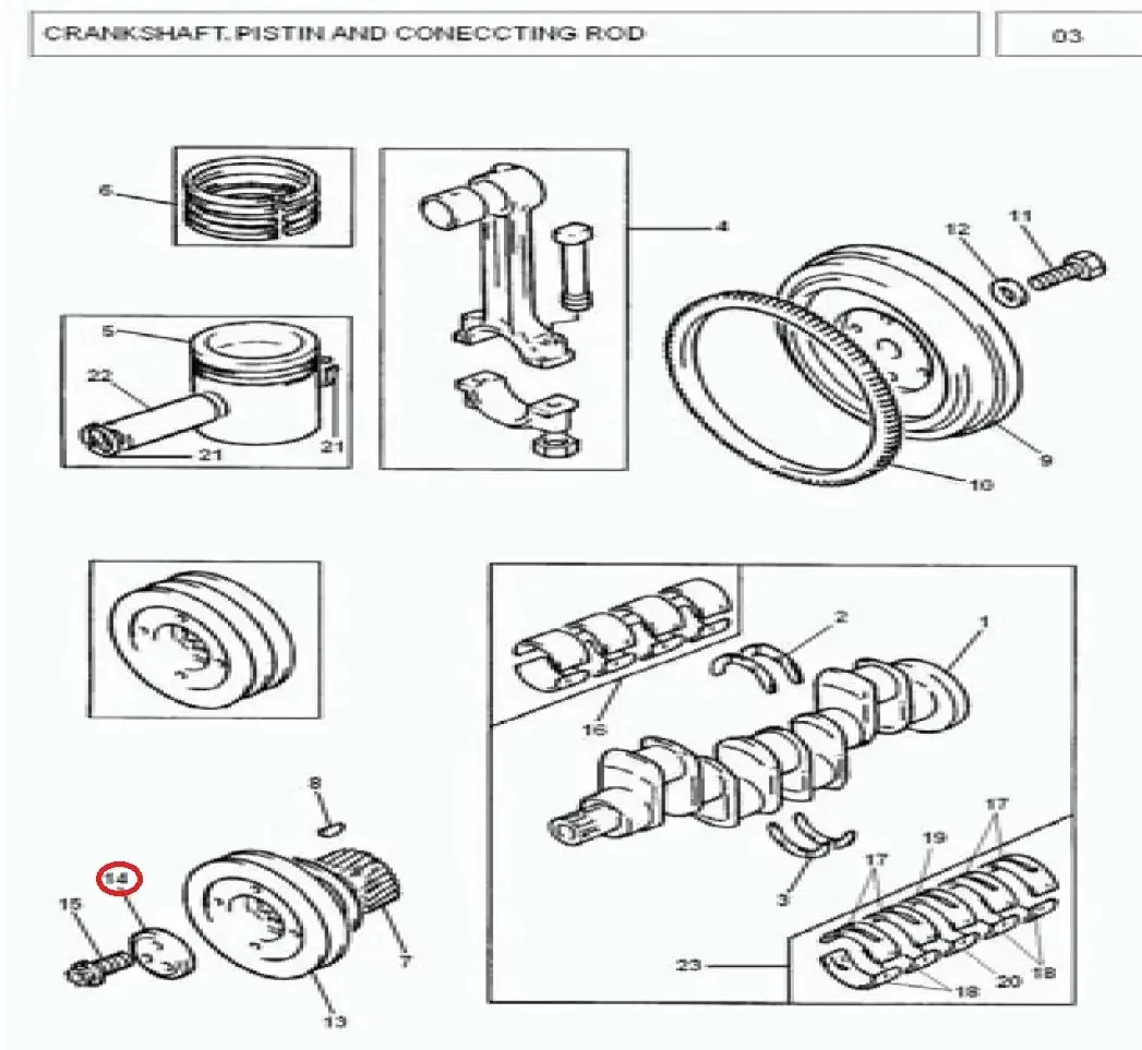 Diagram reference for Millat Massey Ferguson Tractor Spare Part 9 THRUSTBLOCKCRANKTIKKI 18324913242 T 001 - Massey Ferguson tractor spare part