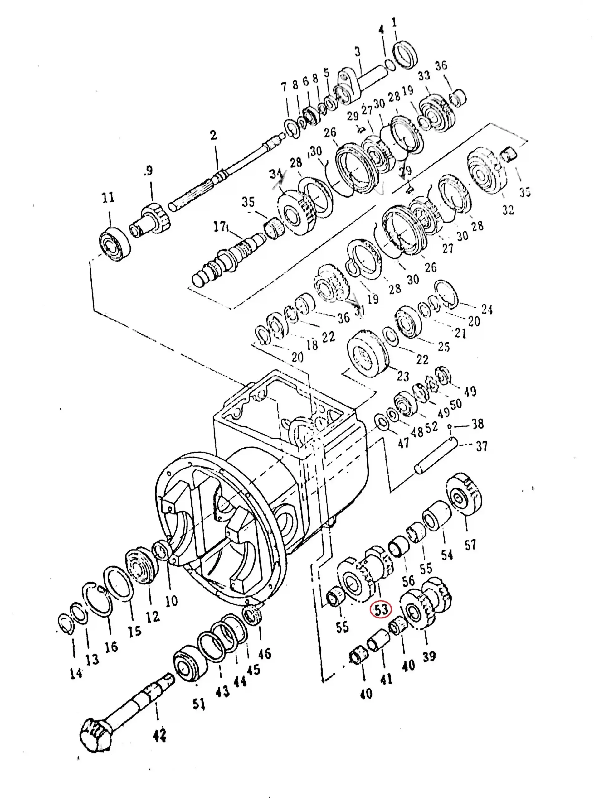 Diagram reference for Millat Massey Ferguson Tractor Spare Part 1 GEAR CLUSTER 12104181200342372 H - Massey Ferguson tractor spare part