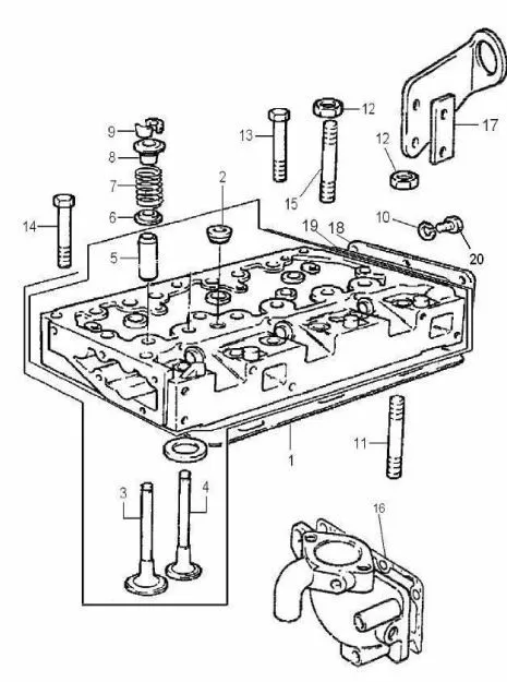 Diagram reference for Millat Massey Ferguson Tractor Spare Part HEADCYLD 24035018300118300 - Massey Ferguson tractor spare part