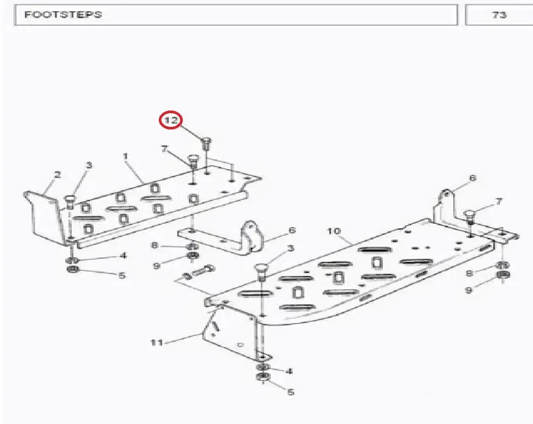 Diagram reference for Millat Massey Ferguson Tractor Spare Part BOLT 24033124033 - Massey Ferguson tractor spare part