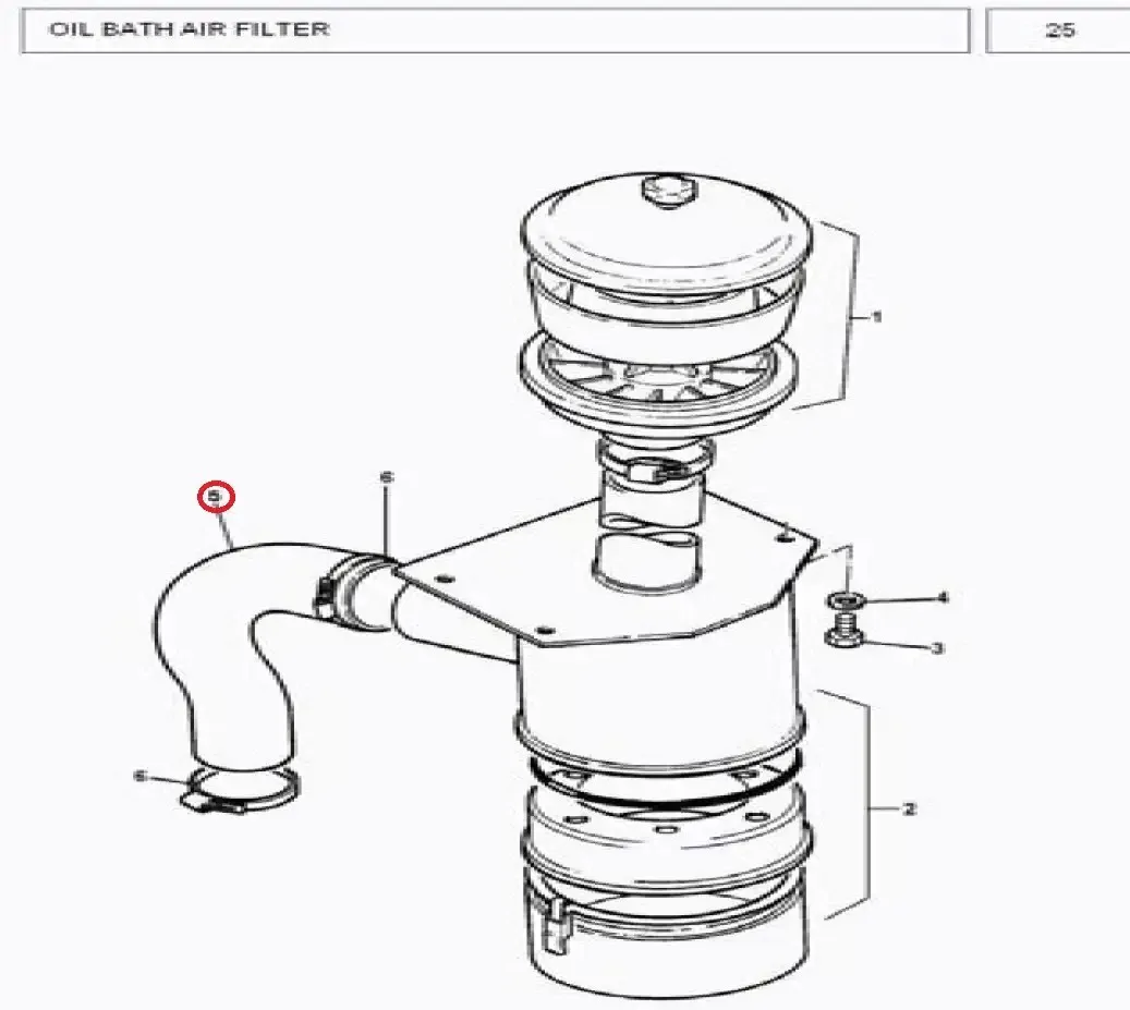 Diagram reference for Millat Massey Ferguson Tractor Spare Part 5 HOSE AIR CLEANER MF 375 38545301511695995 - Massey Ferguson tractor spare part