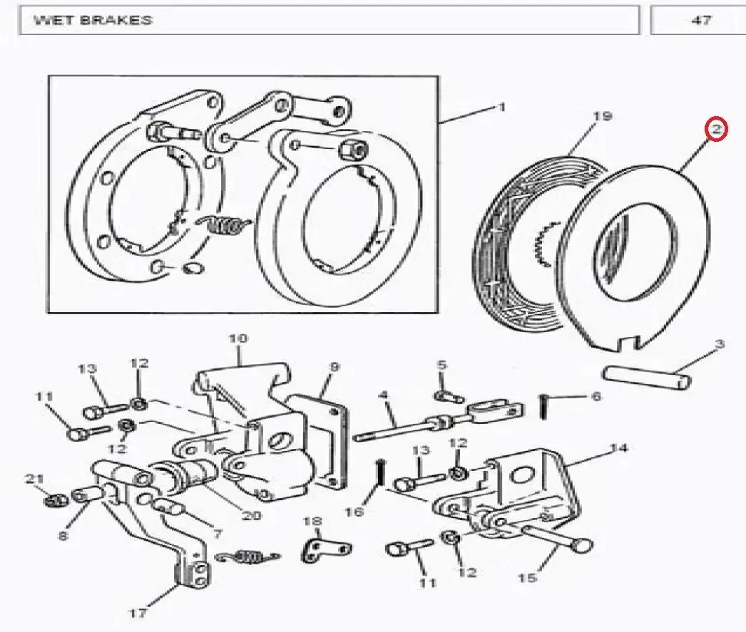 Diagram reference for Millat Massey Ferguson Tractor Spare Part 3 DISC BRAKE STEEL MF 385 410337311860965 - Massey Ferguson tractor spare part
