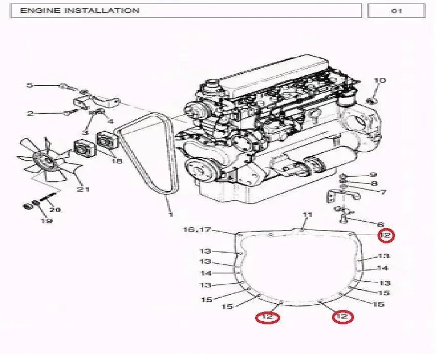 Diagram reference for Millat Massey Ferguson Tractor Spare Part 1 BOLT M 12 X 45 MM 18307113019851 - Massey Ferguson tractor spare part