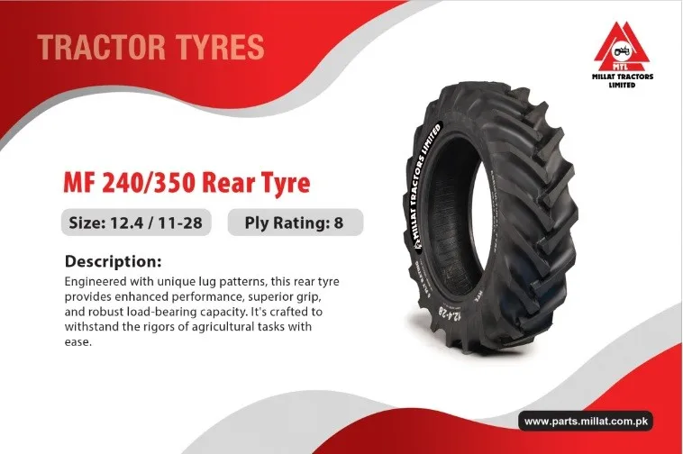 Diagram reference for Millat Massey Ferguson Tractor Spare Part REAR TYRE 1241128150051150058 PLY - Massey Ferguson tractor spare part