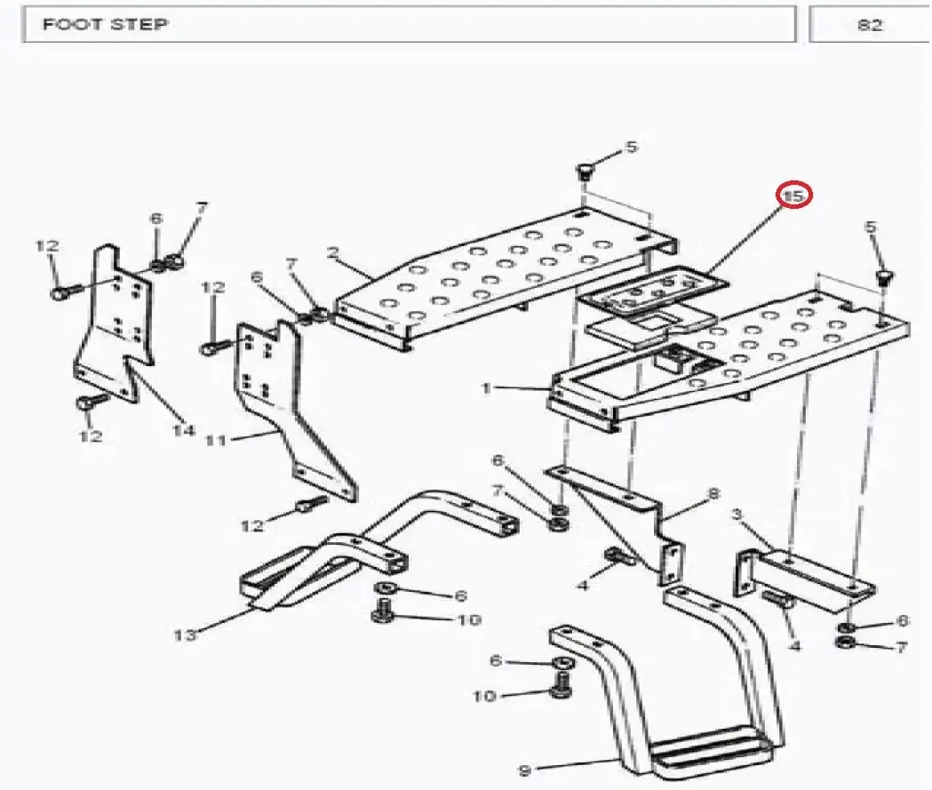 Diagram reference for Millat Massey Ferguson Tractor Spare Part 5 COVER BATTERY 38530380511694151 - Massey Ferguson tractor spare part
