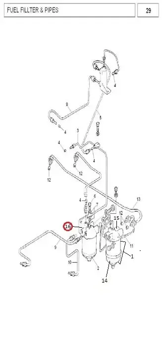 Diagram reference for Millat Massey Ferguson Tractor Spare Part 952 HEADFUEL 311903952 - Massey Ferguson tractor spare part