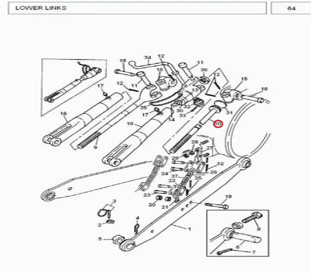 Diagram reference for Millat Massey Ferguson Tractor Spare Part 6 SHAFT LEVLING 25304611860833 - Massey Ferguson tractor spare part