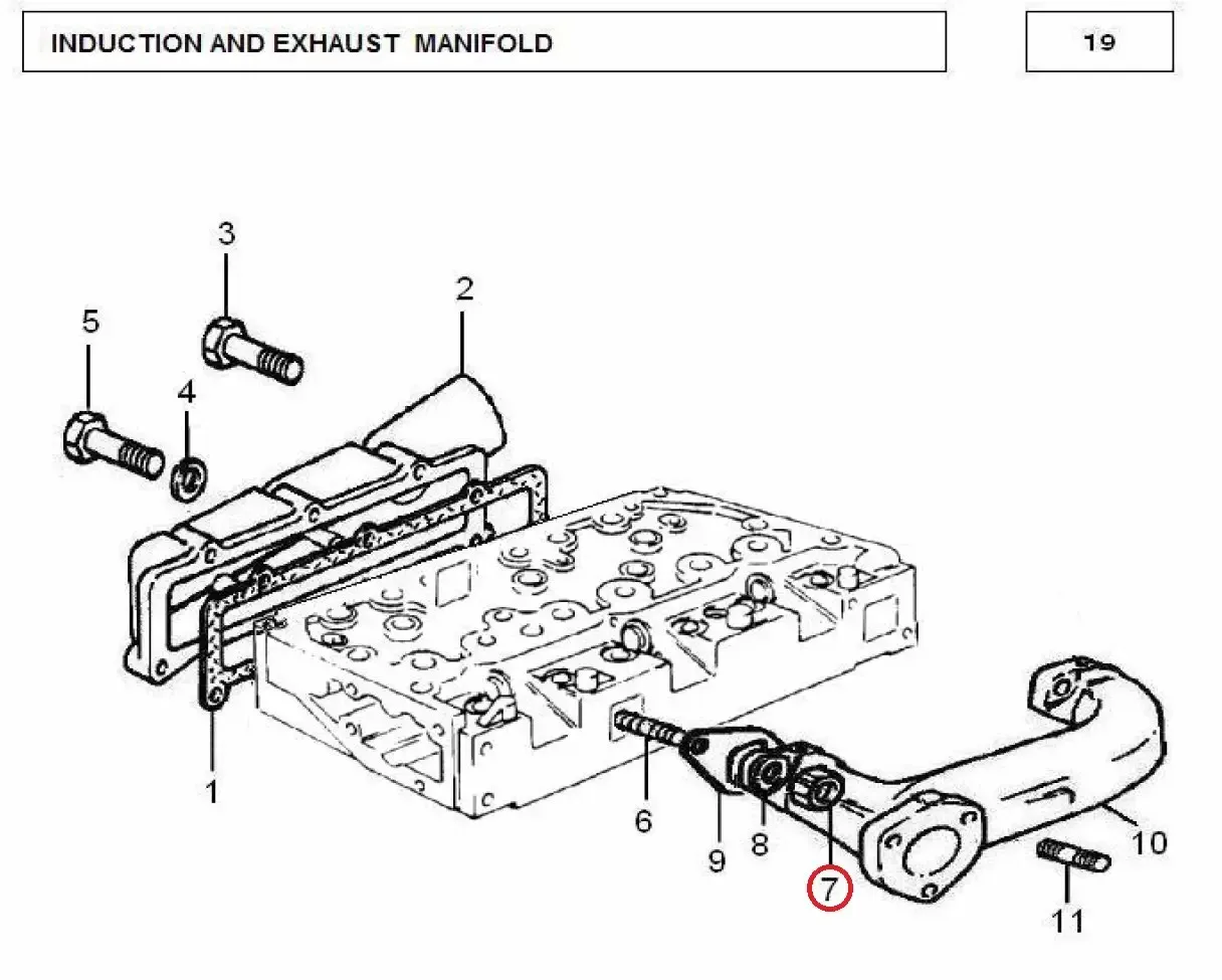 Diagram reference for Millat Massey Ferguson Tractor Spare Part NUT EXHAUSTMANIFOLD - Massey Ferguson tractor spare part