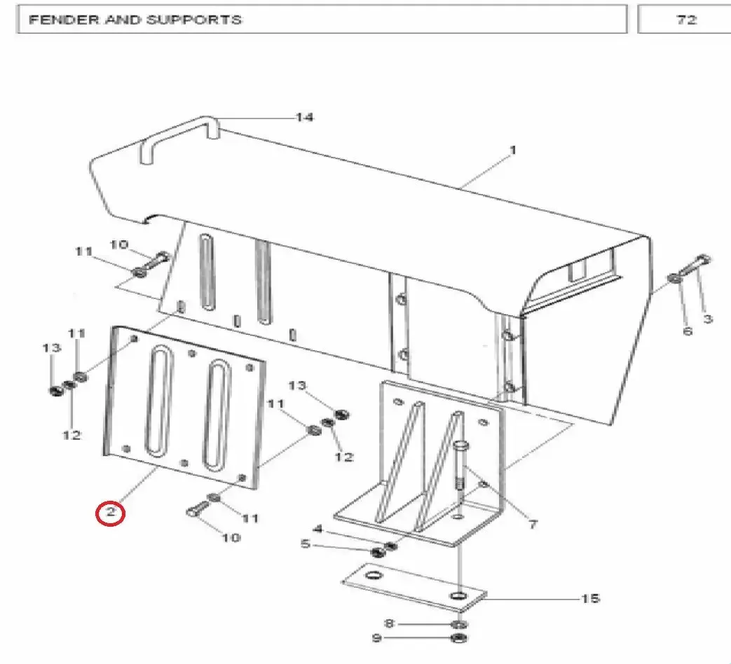 Diagram reference for Millat Massey Ferguson Tractor Spare Part PLATE FENDERRH MF 240 26035036034310134169 F - Massey Ferguson tractor spare part