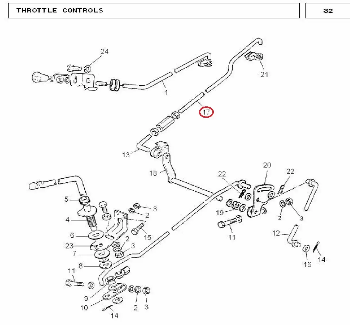 Diagram reference for Millat Massey Ferguson Tractor Spare Part ASSY ROD THROTTLECONTROL 132001897635 - Massey Ferguson tractor spare part