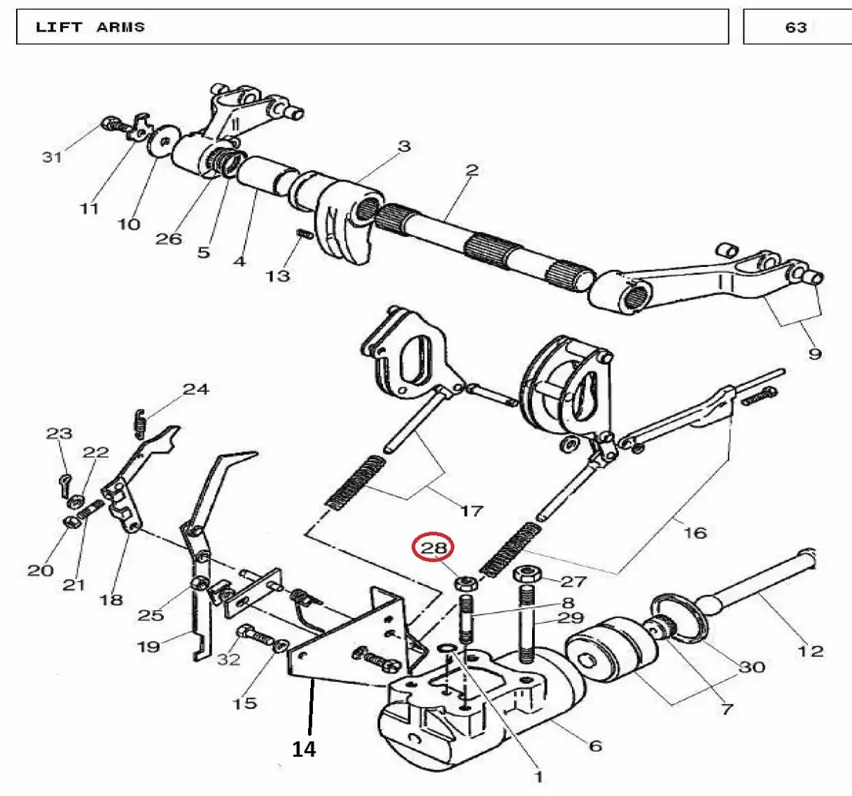Diagram reference for Millat Massey Ferguson Tractor Spare Part NUT RAMCYLSMALL 26103126103 - Massey Ferguson tractor spare part