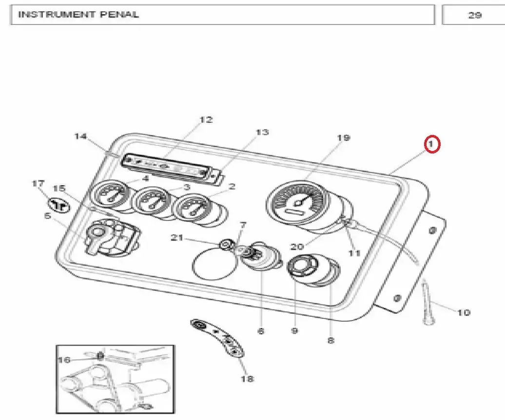 Diagram reference for Millat Massey Ferguson Tractor Spare Part 0 PANELINST MF 375 38513330011682981 - Massey Ferguson tractor spare part