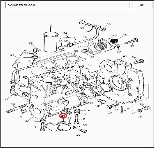 Diagram reference for Millat Massey Ferguson Tractor Spare Part BOLT FLYWHEEL 3 CYLINDER 18734118734 - Massey Ferguson tractor spare part