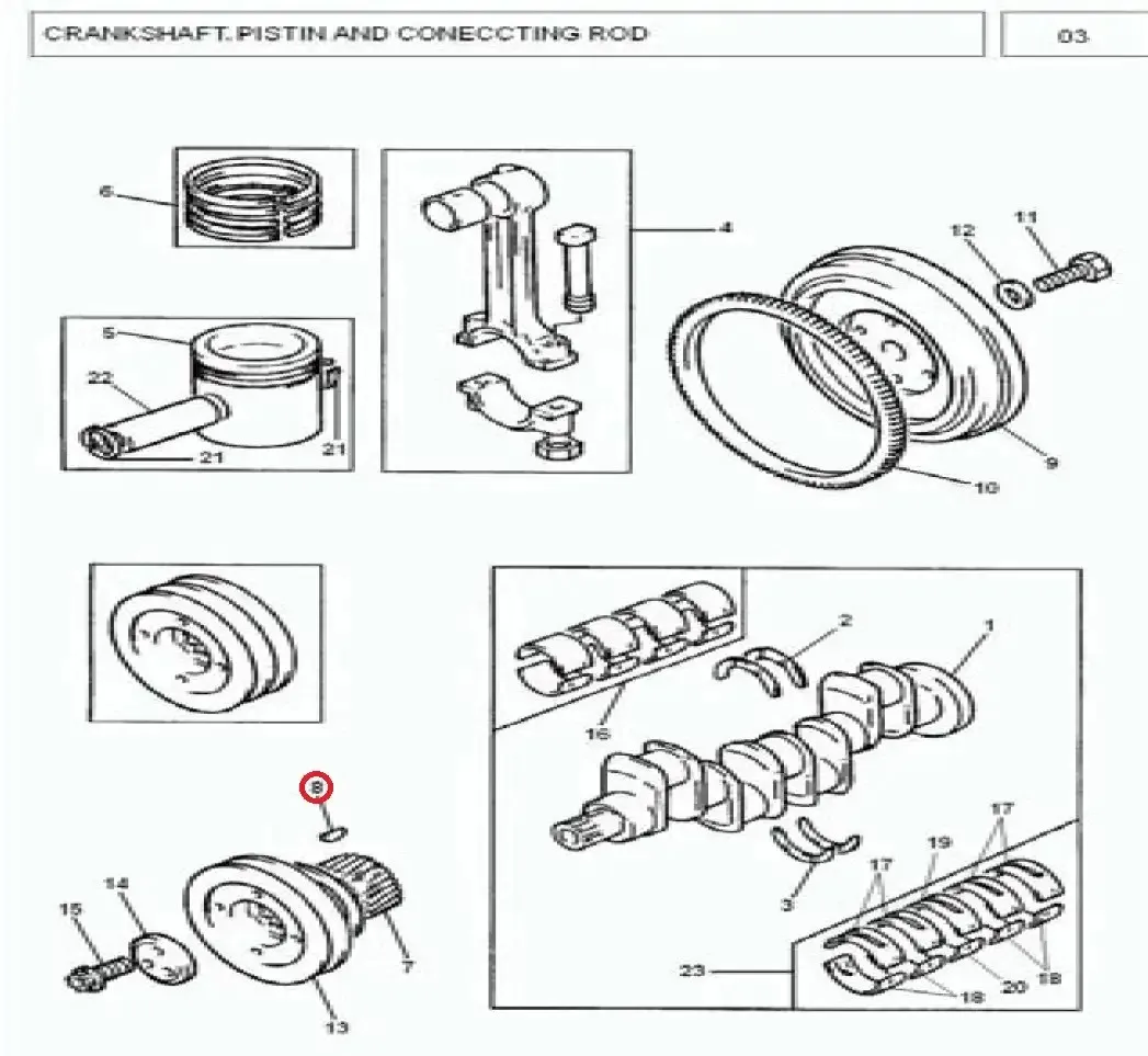 Diagram reference for Millat Massey Ferguson Tractor Spare Part 12 KEY 05000121831511500012 L - Massey Ferguson tractor spare part