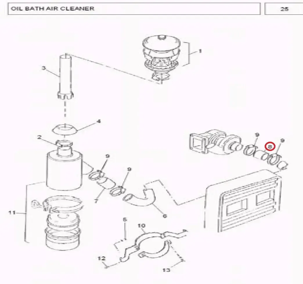 Diagram reference for Millat Massey Ferguson Tractor Spare Part 7 HOSE TURBOTANGBORE 4550071455007 - Massey Ferguson tractor spare part