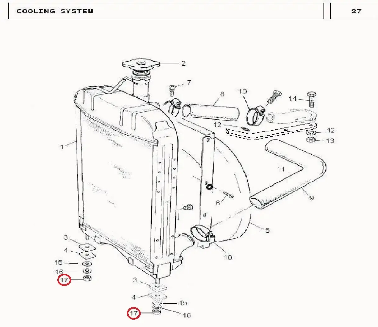 Diagram reference for Millat Massey Ferguson Tractor Spare Part NUT BRAKEPEDAL 24011027111027 - Massey Ferguson tractor spare part