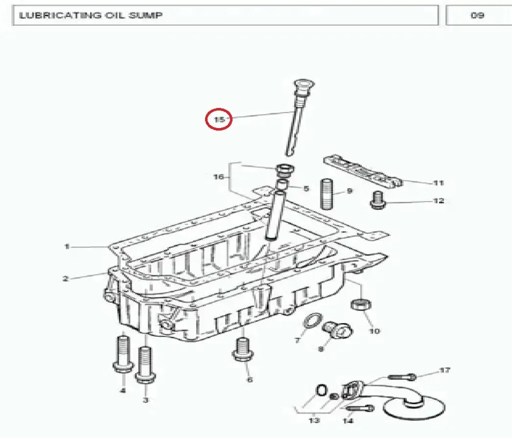 Diagram reference for Millat Massey Ferguson Tractor Spare Part 9 DIPSTICK MF 385 18322913178 C 088 - Massey Ferguson tractor spare part