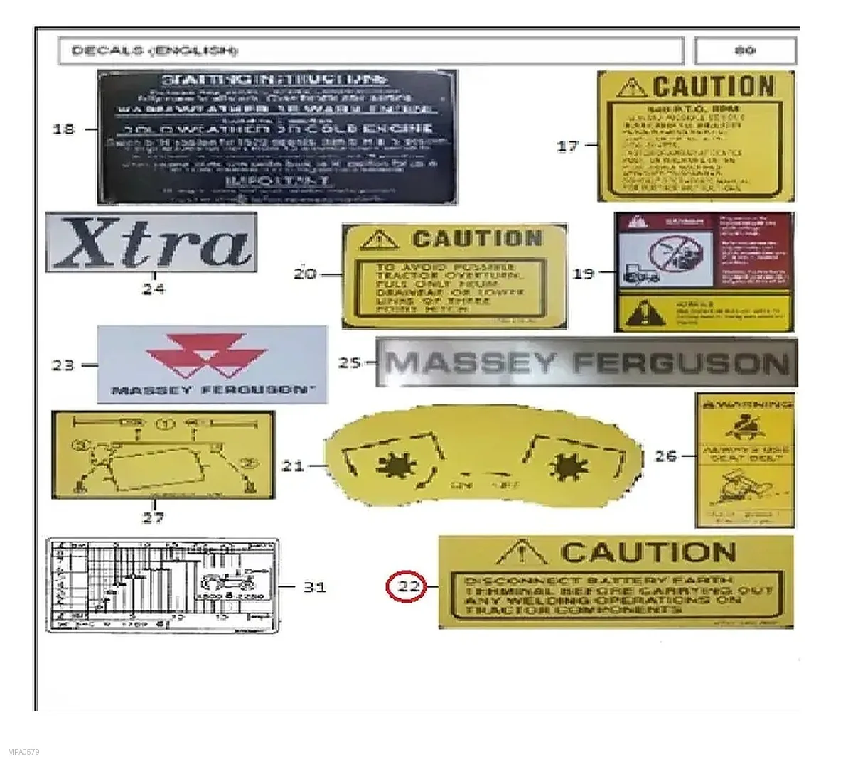 Millat Massey Ferguson Tractor Spare Part DECALWELDINGCAUTION 33058133058 - Massey Ferguson tractor spare part