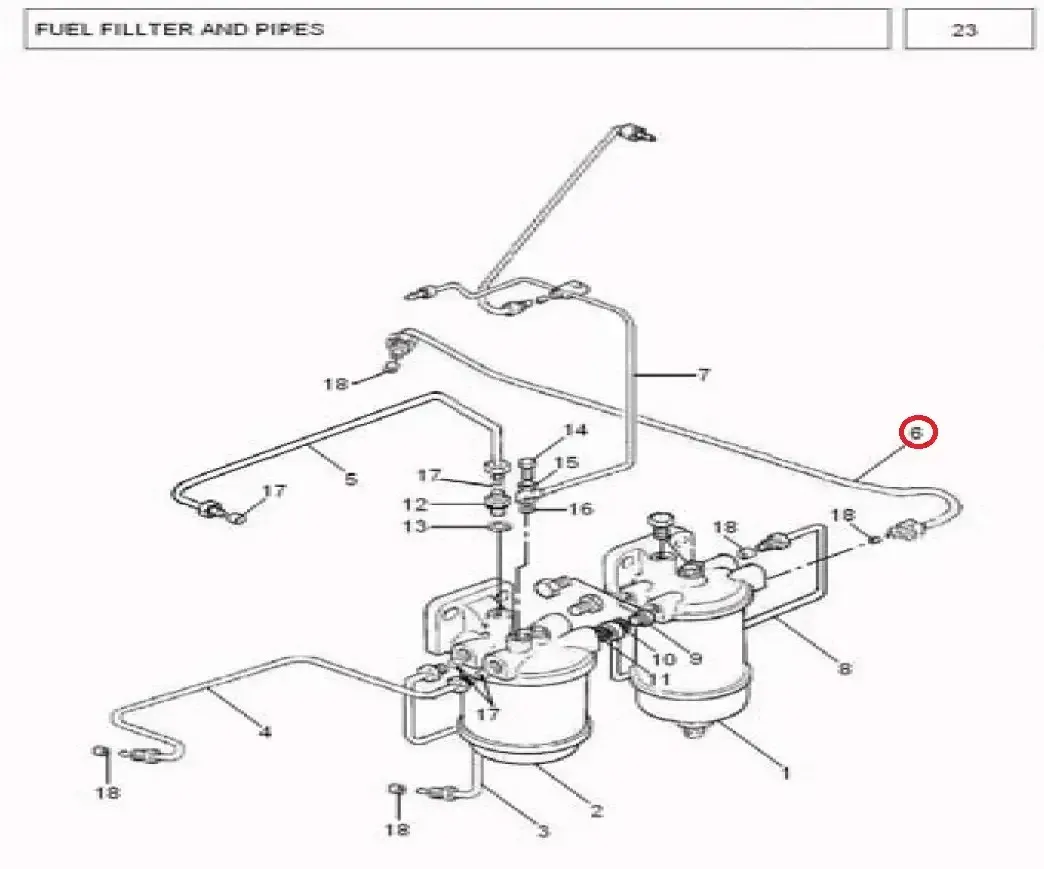 Diagram reference for Millat Massey Ferguson Tractor Spare Part 1 PIPE L PUMP TOFLTR 1950011195001 - Massey Ferguson tractor spare part