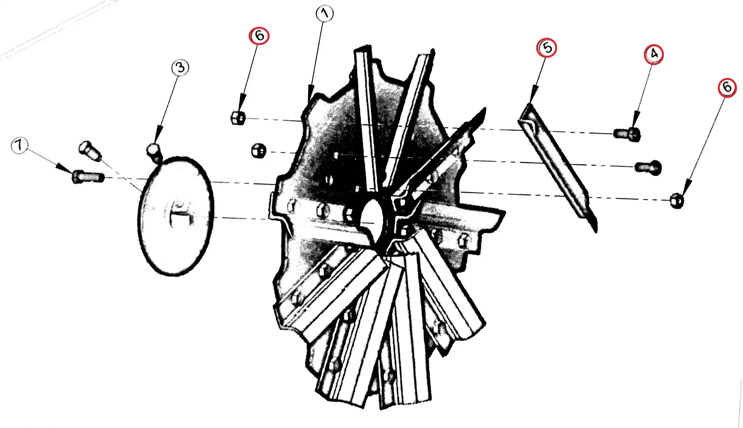 Diagram reference for Millat Massey Ferguson Tractor Spare Part 5 SETOFROTORKNIVESJF 9092 Z 105604255560425 - Massey Ferguson tractor spare part