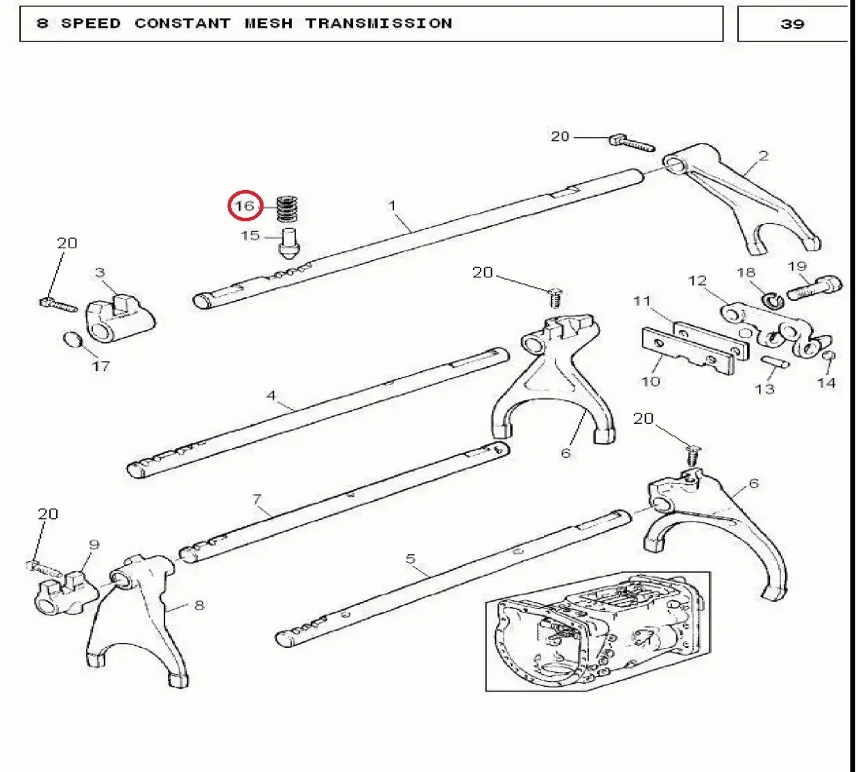 Diagram reference for Millat Massey Ferguson Tractor Spare Part SP RING SHIFTERRAIL 12173112173 - Massey Ferguson tractor spare part