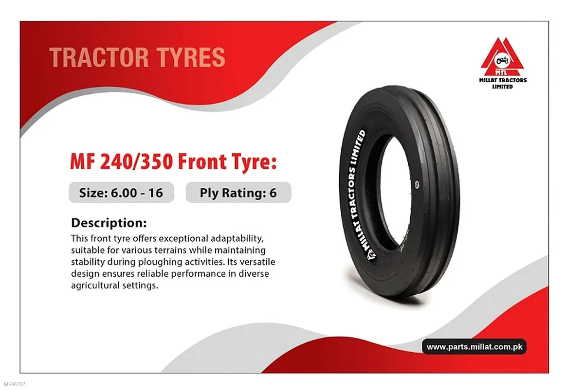 Millat Massey Ferguson Tractor Spare Part FRONT TYRE 60016170031170036 PLY - Massey Ferguson tractor spare part