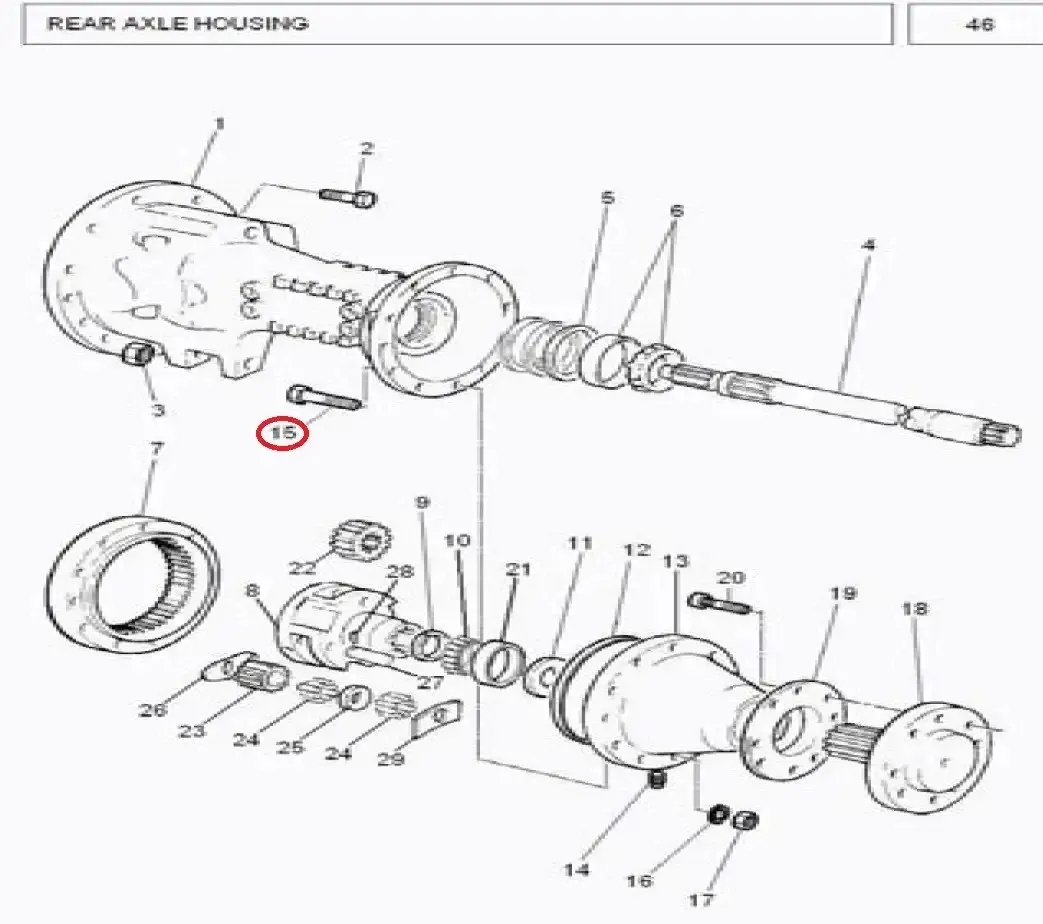 Diagram reference for Millat Massey Ferguson Tractor Spare Part 6 BOLT REARTUBE 3851035261103526 - Massey Ferguson tractor spare part