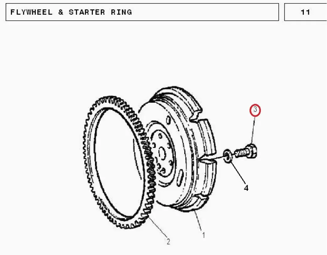 Diagram reference for Millat Massey Ferguson Tractor Spare Part BOLT FLYWHEEL 18225132162203 - Massey Ferguson tractor spare part