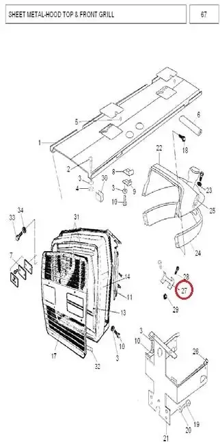 Diagram reference for Millat Massey Ferguson Tractor Spare Part 9 ASSYGRILL MF 360 2350091235009 - Massey Ferguson tractor spare part