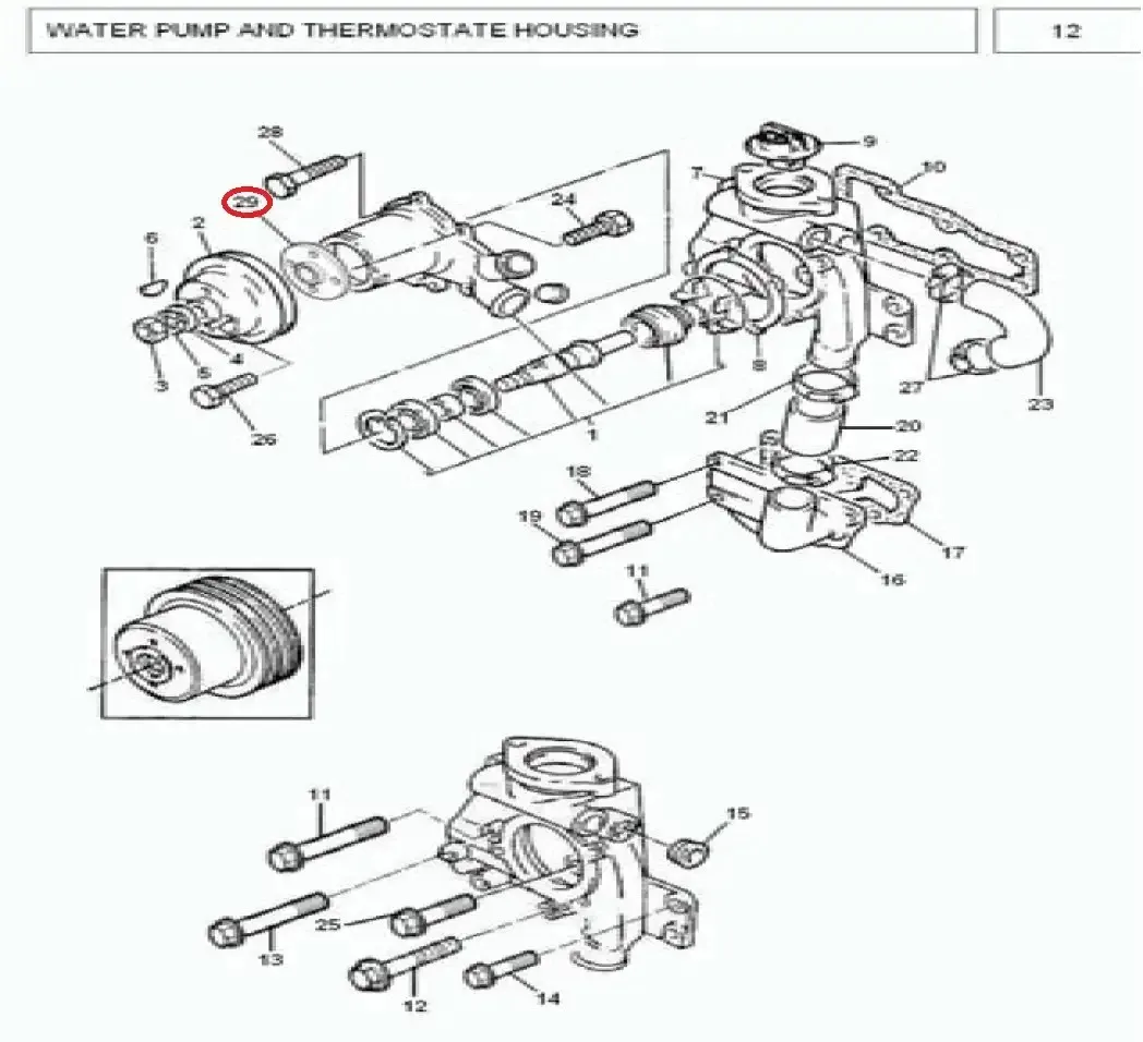 Diagram reference for Millat Massey Ferguson Tractor Spare Part 4 HUB WATER PUMP 385183264133476183 - Massey Ferguson tractor spare part