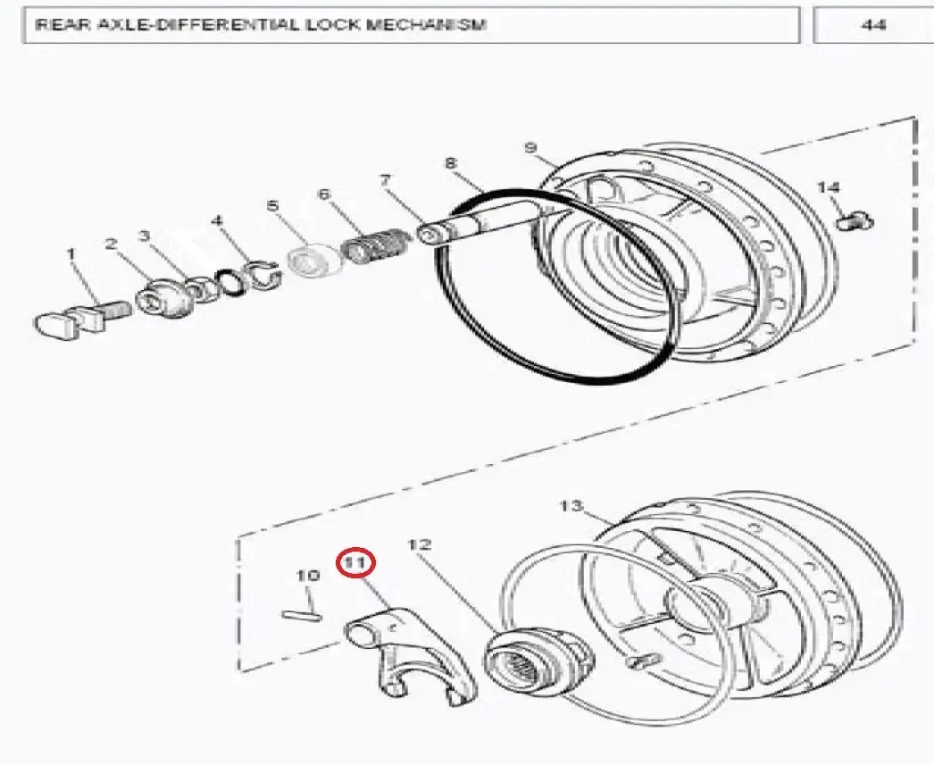 Diagram reference for Millat Massey Ferguson Tractor Spare Part 4 FORKDIFFLOCKOLDNO 1050047330621906807 L - Massey Ferguson tractor spare part