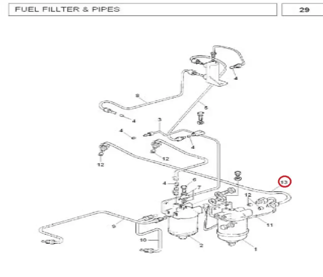 Diagram reference for Millat Massey Ferguson Tractor Spare Part PIPE PUMP TOFTR 19069119069 S 1 - Massey Ferguson tractor spare part