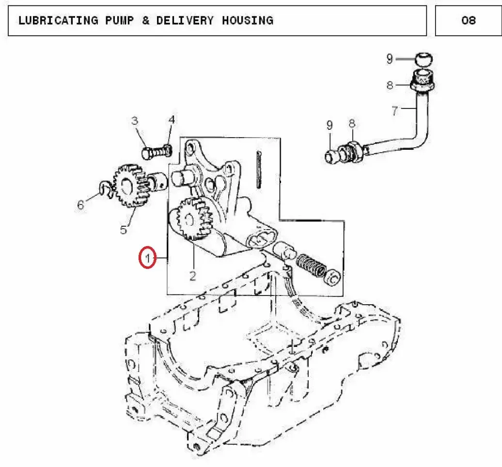 Diagram reference for Millat Massey Ferguson Tractor Spare Part PUMP OIL 18096141314187 - Massey Ferguson tractor spare part