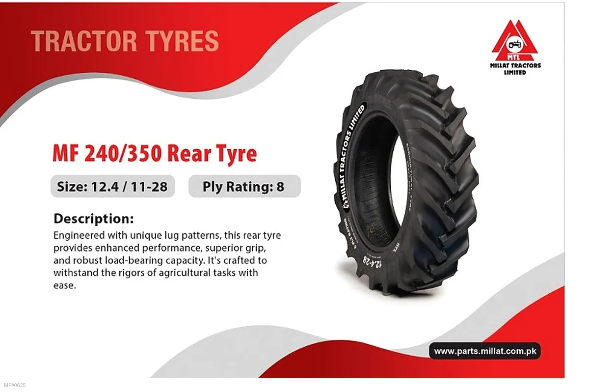 Millat Massey Ferguson Tractor Spare Part REAR TYRE 1241128150051150058 PLY - Massey Ferguson tractor spare part